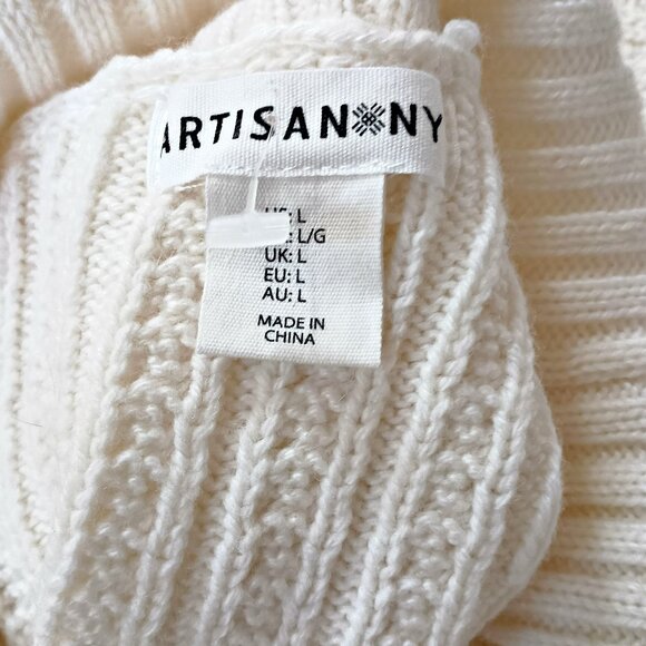 NWOT! BOHO Fringe SLEEVES Split BACK SWEATER SZ L - Picture 2 of 5